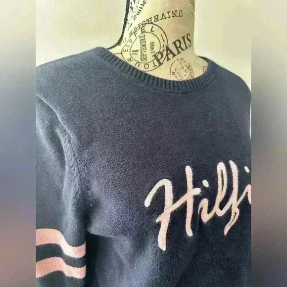 TOMMY HILFIGER Crew Neck Cotton 5% Cashmere Pullover Jumper Sweater Women Size S - Picture 7 of 9
